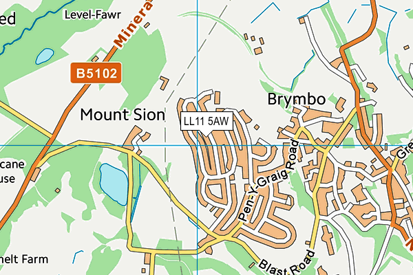 LL11 5AW map - OS VectorMap District (Ordnance Survey) LL11 5AW map - OS VectorMap District (Ordnance Survey)