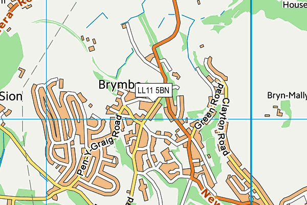 LL11 5BN map - OS VectorMap District (Ordnance Survey) LL11 5BN map - OS VectorMap District (Ordnance Survey)