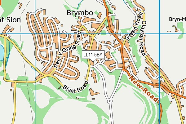 LL11 5BY map - OS VectorMap District (Ordnance Survey) LL11 5BY map - OS VectorMap District (Ordnance Survey)