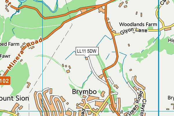 LL11 5DW map - OS VectorMap District (Ordnance Survey) LL11 5DW map - OS VectorMap District (Ordnance Survey)