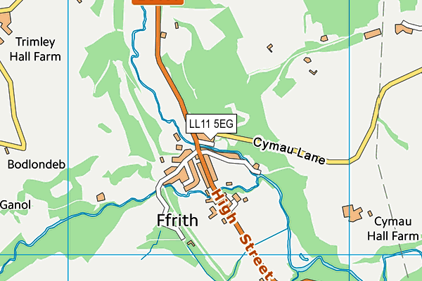 LL11 5EG map - OS VectorMap District (Ordnance Survey)
