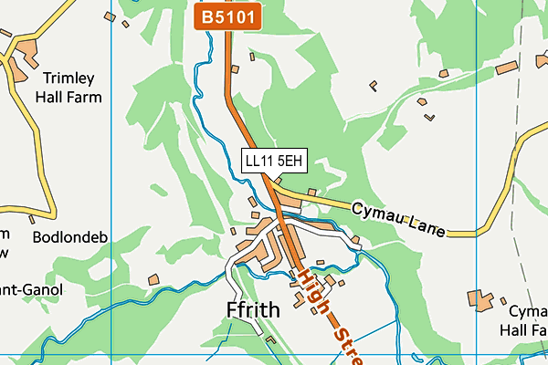 LL11 5EH map - OS VectorMap District (Ordnance Survey) LL11 5EH map - OS VectorMap District (Ordnance Survey)