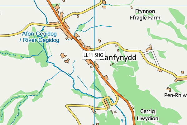 LL11 5HG map - OS VectorMap District (Ordnance Survey) LL11 5HG map - OS VectorMap District (Ordnance Survey)