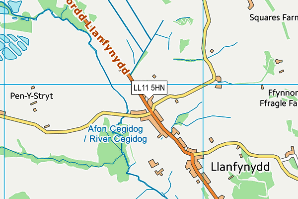 LL11 5HN map - OS VectorMap District (Ordnance Survey) LL11 5HN map - OS VectorMap District (Ordnance Survey)