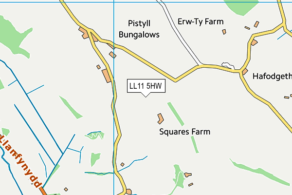 LL11 5HW map - OS VectorMap District (Ordnance Survey) LL11 5HW map - OS VectorMap District (Ordnance Survey)