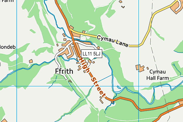 LL11 5LJ map - OS VectorMap District (Ordnance Survey)