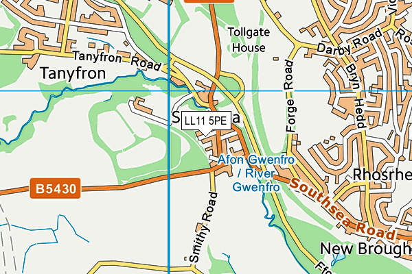 LL11 5PE map - OS VectorMap District (Ordnance Survey) LL11 5PE map - OS VectorMap District (Ordnance Survey)