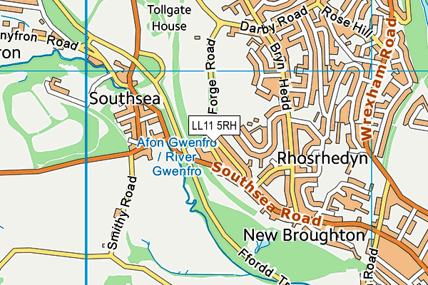 LL11 5RH map - OS VectorMap District (Ordnance Survey) LL11 5RH map - OS VectorMap District (Ordnance Survey)