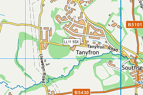 LL11 5SX map - OS VectorMap District (Ordnance Survey) LL11 5SX map - OS VectorMap District (Ordnance Survey)