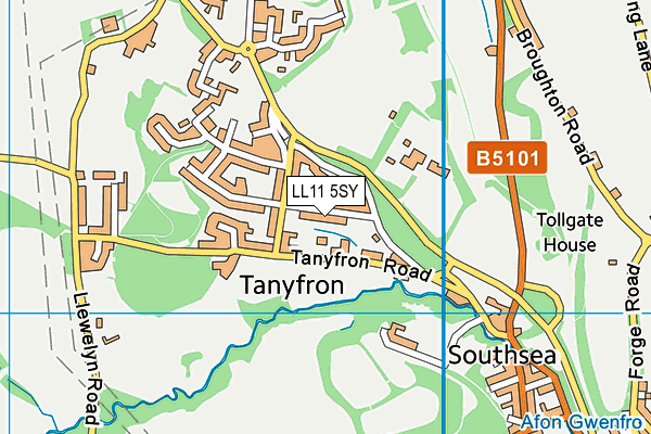 LL11 5SY map - OS VectorMap District (Ordnance Survey) LL11 5SY map - OS VectorMap District (Ordnance Survey)
