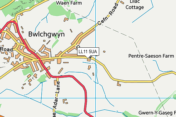 LL11 5UA map - OS VectorMap District (Ordnance Survey) LL11 5UA map - OS VectorMap District (Ordnance Survey)