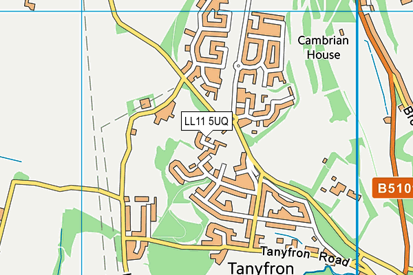 LL11 5UQ map - OS VectorMap District (Ordnance Survey) LL11 5UQ map - OS VectorMap District (Ordnance Survey)