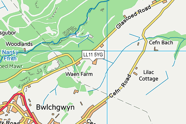 LL11 5YG map - OS VectorMap District (Ordnance Survey) LL11 5YG map - OS VectorMap District (Ordnance Survey)