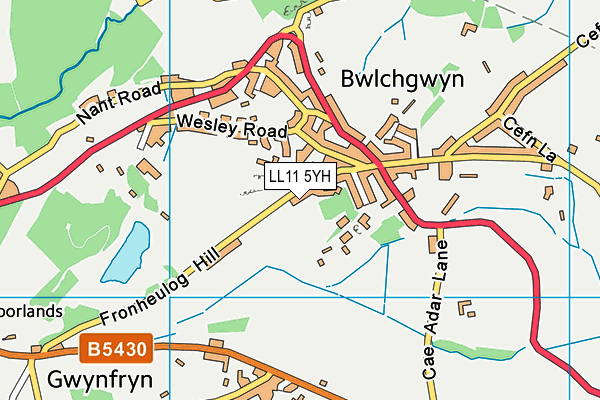 LL11 5YH map - OS VectorMap District (Ordnance Survey) LL11 5YH map - OS VectorMap District (Ordnance Survey)