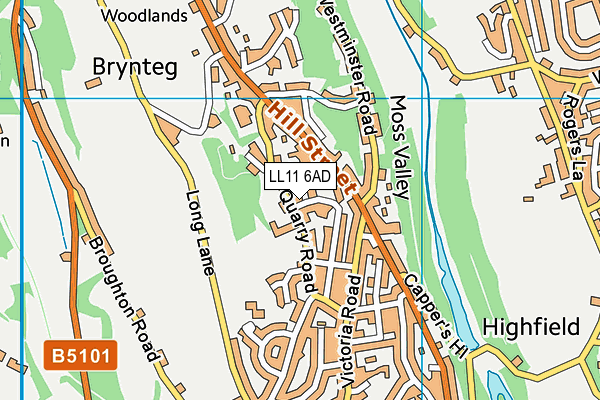 LL11 6AD map - OS VectorMap District (Ordnance Survey) LL11 6AD map - OS VectorMap District (Ordnance Survey)