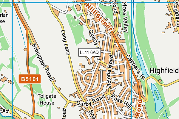 LL11 6AQ map - OS VectorMap District (Ordnance Survey) LL11 6AQ map - OS VectorMap District (Ordnance Survey)