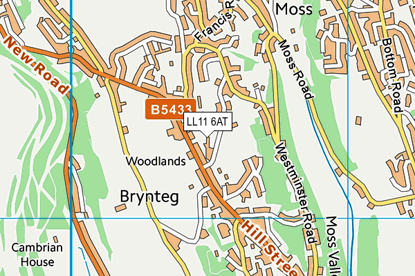 LL11 6AT map - OS VectorMap District (Ordnance Survey) LL11 6AT map - OS VectorMap District (Ordnance Survey)