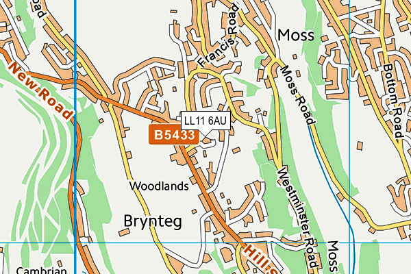 LL11 6AU map - OS VectorMap District (Ordnance Survey) LL11 6AU map - OS VectorMap District (Ordnance Survey)