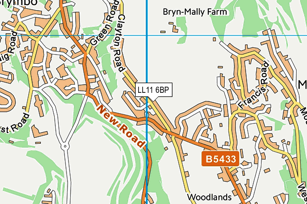 LL11 6BP map - OS VectorMap District (Ordnance Survey) LL11 6BP map - OS VectorMap District (Ordnance Survey)