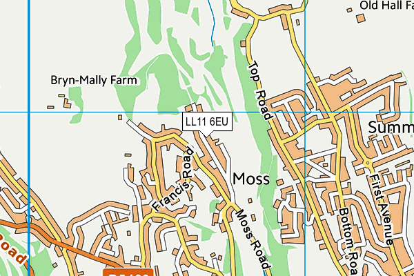 LL11 6EU map - OS VectorMap District (Ordnance Survey) LL11 6EU map - OS VectorMap District (Ordnance Survey)