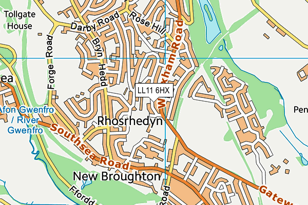 LL11 6HX map - OS VectorMap District (Ordnance Survey) LL11 6HX map - OS VectorMap District (Ordnance Survey)