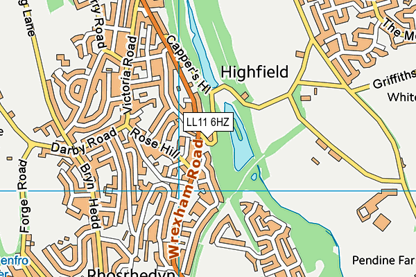 LL11 6HZ map - OS VectorMap District (Ordnance Survey) LL11 6HZ map - OS VectorMap District (Ordnance Survey)