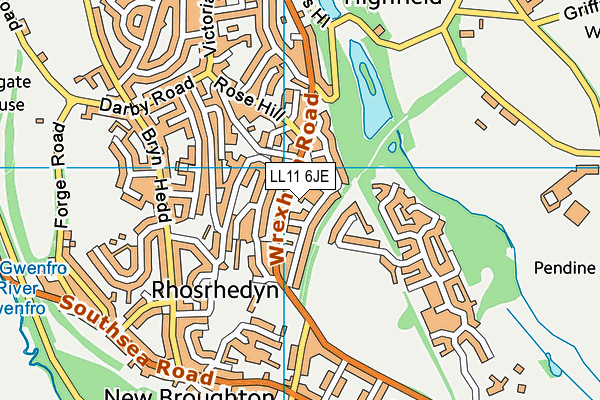 LL11 6JE map - OS VectorMap District (Ordnance Survey) LL11 6JE map - OS VectorMap District (Ordnance Survey)