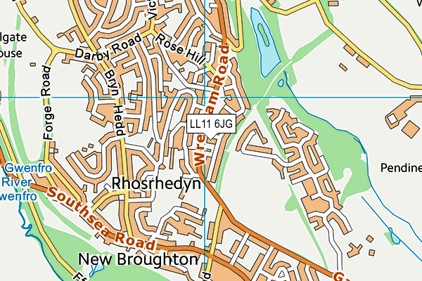 LL11 6JG map - OS VectorMap District (Ordnance Survey) LL11 6JG map - OS VectorMap District (Ordnance Survey)