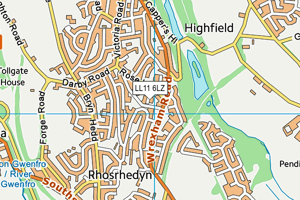 LL11 6LZ map - OS VectorMap District (Ordnance Survey) LL11 6LZ map - OS VectorMap District (Ordnance Survey)