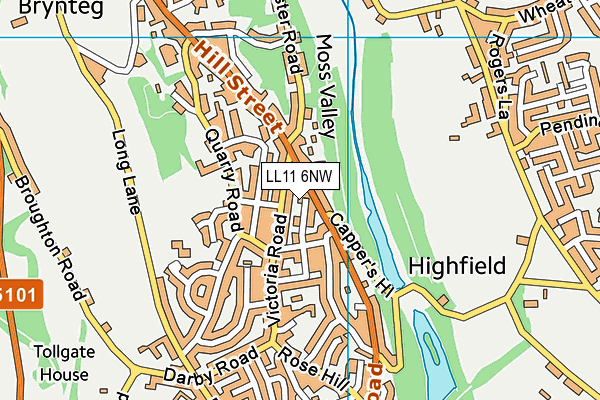 LL11 6NW map - OS VectorMap District (Ordnance Survey) LL11 6NW map - OS VectorMap District (Ordnance Survey)
