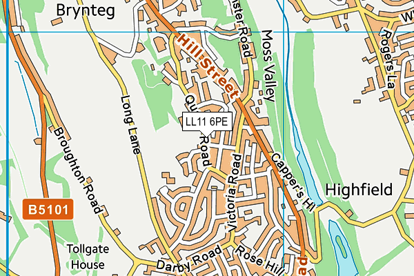 LL11 6PE map - OS VectorMap District (Ordnance Survey) LL11 6PE map - OS VectorMap District (Ordnance Survey)