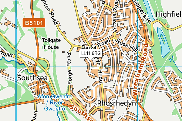 LL11 6RG map - OS VectorMap District (Ordnance Survey) LL11 6RG map - OS VectorMap District (Ordnance Survey)