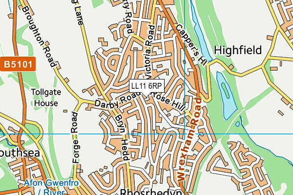 LL11 6RP map - OS VectorMap District (Ordnance Survey) LL11 6RP map - OS VectorMap District (Ordnance Survey)