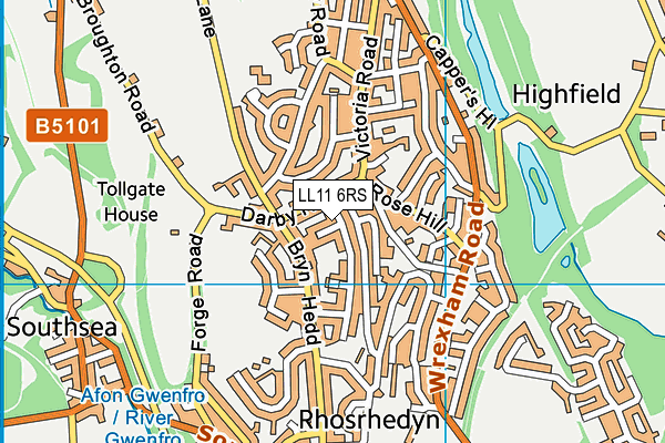 LL11 6RS map - OS VectorMap District (Ordnance Survey) LL11 6RS map - OS VectorMap District (Ordnance Survey)