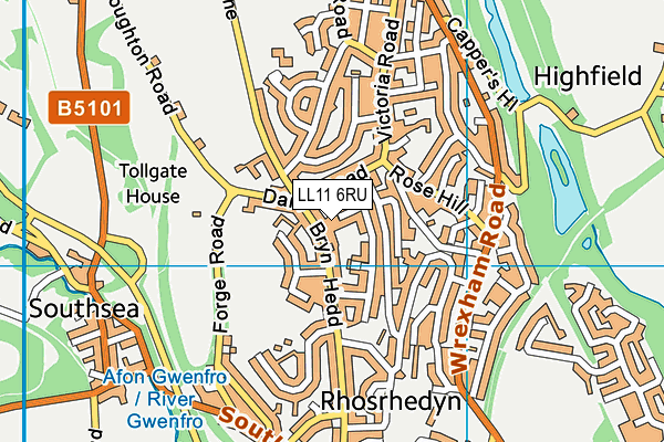 LL11 6RU map - OS VectorMap District (Ordnance Survey) LL11 6RU map - OS VectorMap District (Ordnance Survey)