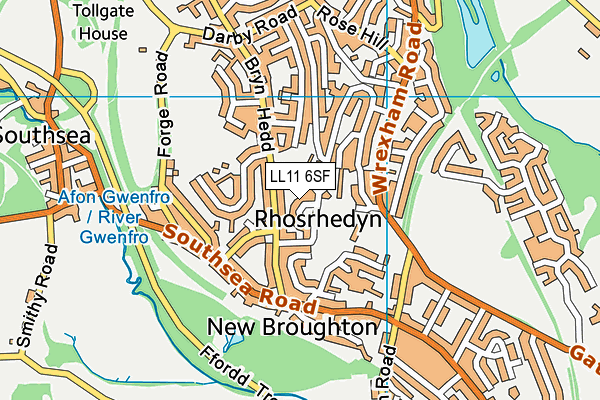 LL11 6SF map - OS VectorMap District (Ordnance Survey) LL11 6SF map - OS VectorMap District (Ordnance Survey)