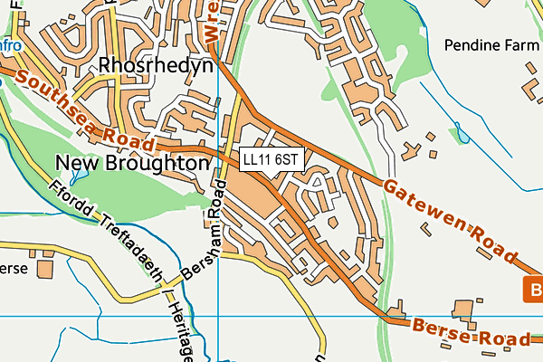 LL11 6ST map - OS VectorMap District (Ordnance Survey)