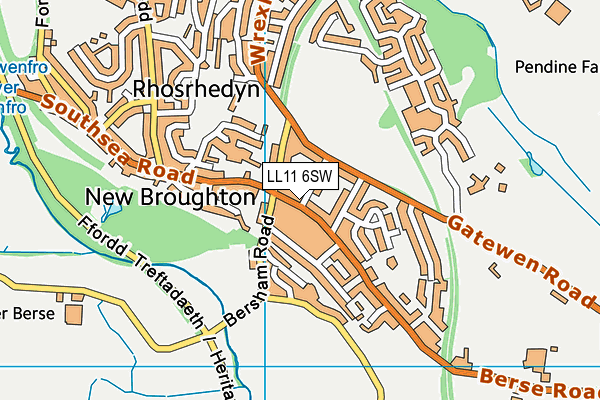 LL11 6SW map - OS VectorMap District (Ordnance Survey) LL11 6SW map - OS VectorMap District (Ordnance Survey)