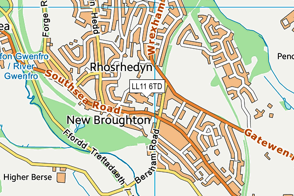 LL11 6TD map - OS VectorMap District (Ordnance Survey) LL11 6TD map - OS VectorMap District (Ordnance Survey)