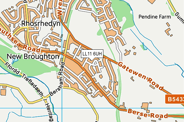 LL11 6UH map - OS VectorMap District (Ordnance Survey) LL11 6UH map - OS VectorMap District (Ordnance Survey)