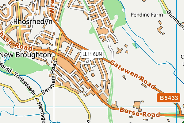 LL11 6UN map - OS VectorMap District (Ordnance Survey) LL11 6UN map - OS VectorMap District (Ordnance Survey)