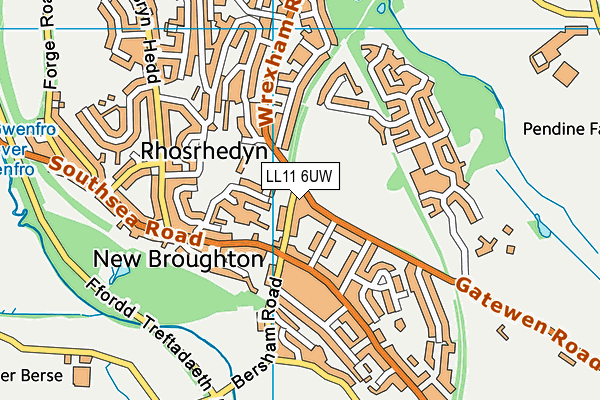 LL11 6UW map - OS VectorMap District (Ordnance Survey) LL11 6UW map - OS VectorMap District (Ordnance Survey)