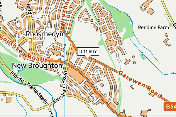 LL11 6UY map - OS VectorMap District (Ordnance Survey) LL11 6UY map - OS VectorMap District (Ordnance Survey)