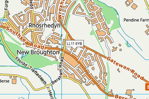 LL11 6YB map - OS VectorMap District (Ordnance Survey) LL11 6YB map - OS VectorMap District (Ordnance Survey)