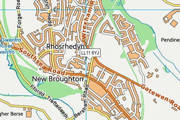 LL11 6YJ map - OS VectorMap District (Ordnance Survey) LL11 6YJ map - OS VectorMap District (Ordnance Survey)
