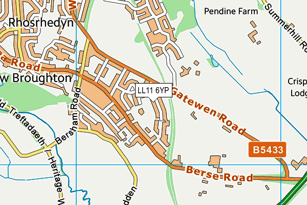 LL11 6YP map - OS VectorMap District (Ordnance Survey) LL11 6YP map - OS VectorMap District (Ordnance Survey)
