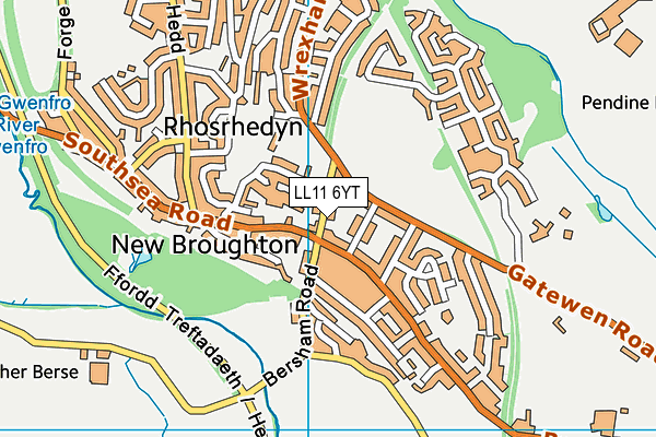 LL11 6YT map - OS VectorMap District (Ordnance Survey) LL11 6YT map - OS VectorMap District (Ordnance Survey)