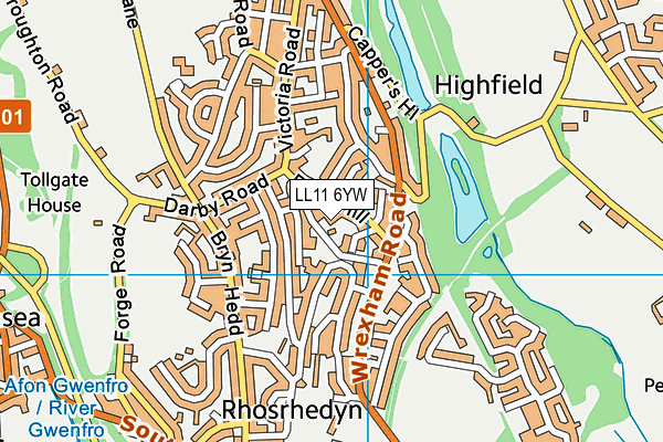 LL11 6YW map - OS VectorMap District (Ordnance Survey) LL11 6YW map - OS VectorMap District (Ordnance Survey)