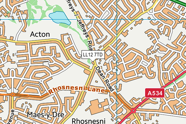 LL12 7TD map - OS VectorMap District (Ordnance Survey) LL12 7TD map - OS VectorMap District (Ordnance Survey)