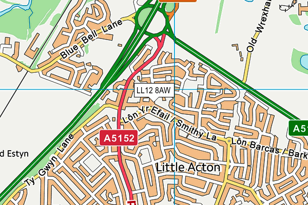LL12 8AW map - OS VectorMap District (Ordnance Survey) LL12 8AW map - OS VectorMap District (Ordnance Survey)